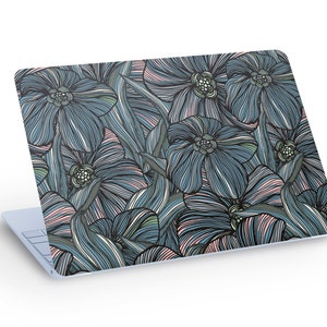 Sticker autocollant FEUILLES abstraites pour ordinateur portable, fleurs abstraites plantes, sticker pour ordinateur portable - dimension personnalisée