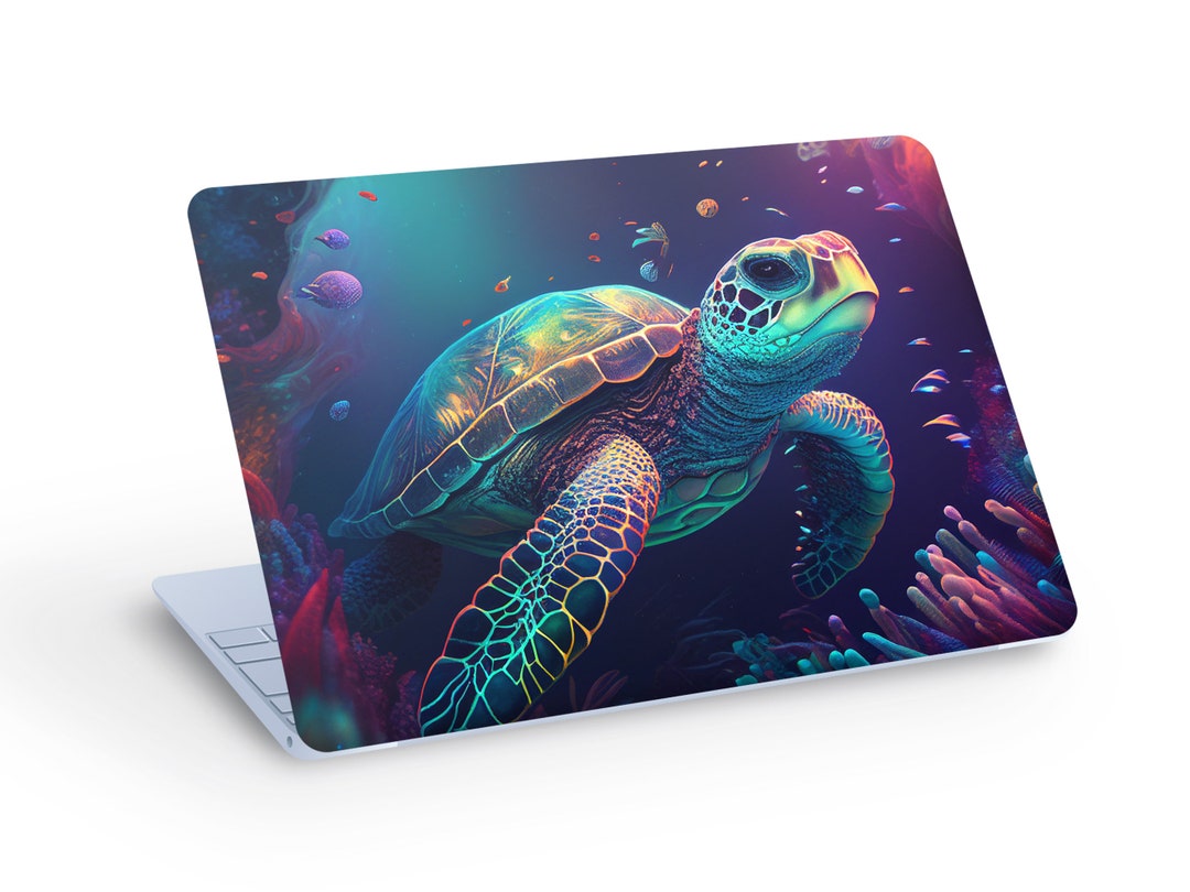 Sea TURTLE LAPTOP SKIN Decal Sticker, Colorful Sea Turtle Laptop Skin ...