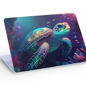 Autocollant de décalcomanie de peau d’ordinateur portable de tortue de mer, décalcomanie colorée de peau d’ordinateur portable de tortue de mer - taille personnalisée
