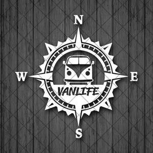 Vanlife Vinyl Decal Sticker, Van Life Hood Decal, Compass Rose Decal, Laptop Sticker, Camping, Decal for Adventure vehicles