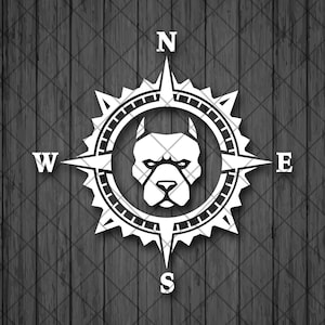 PIT BULL kompas vinyl decal sticker, kompas roos, hond kompas decal, vrachtwagen decal, laptop stickers, Pitbull decal, sticker voor avontuurlijke auto's