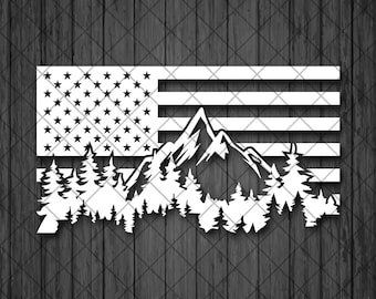Vinyl sticker sticker Amerikaanse vlag bergbos, sticker van topkwaliteit voor Amerikaanse offroad-voertuigen, autostickers - aangepaste kleur en formaat