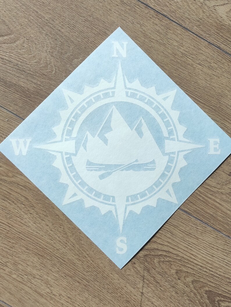 Mountain Canoe Compass Vinyl Decal Sticker, Nature Decal, Compass Rose ...