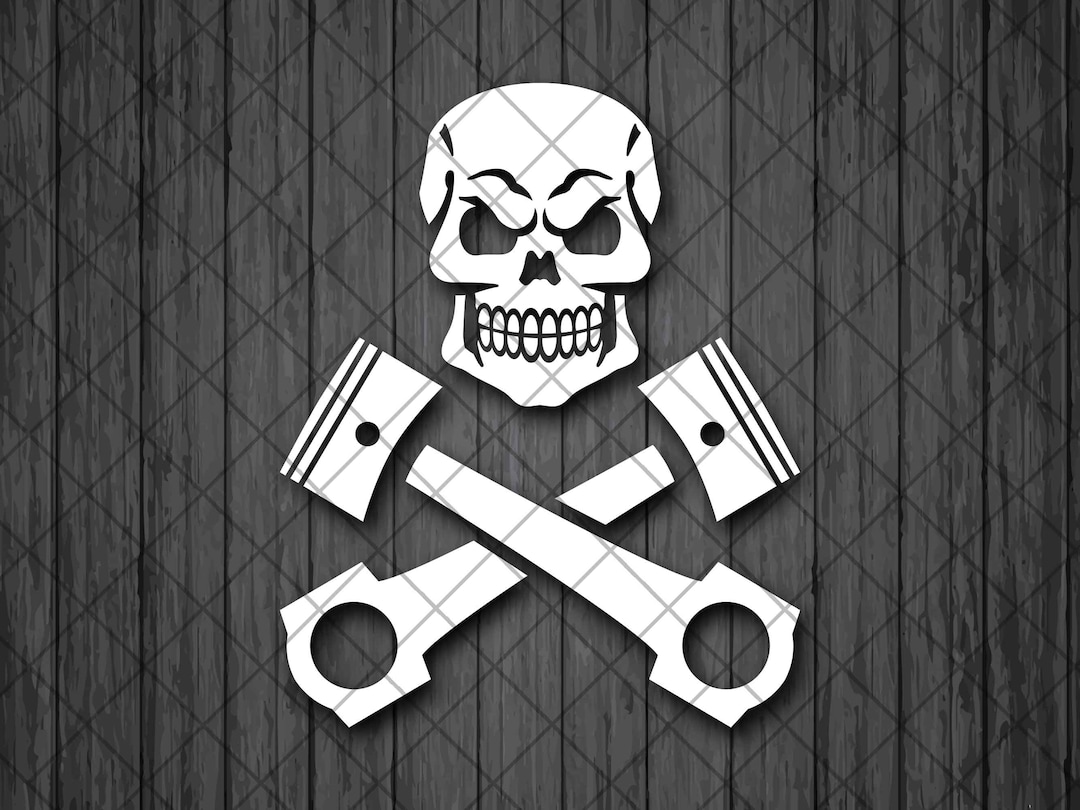Skull With Crossed Pistons Vinyl Decal Sticker Truck Decal Etsy