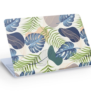 Adesivo de decalque de pele de laptop com folhas tropicais abstratas, decalque de pele de laptop com folhas de plantas abstratas - tamanho personalizado