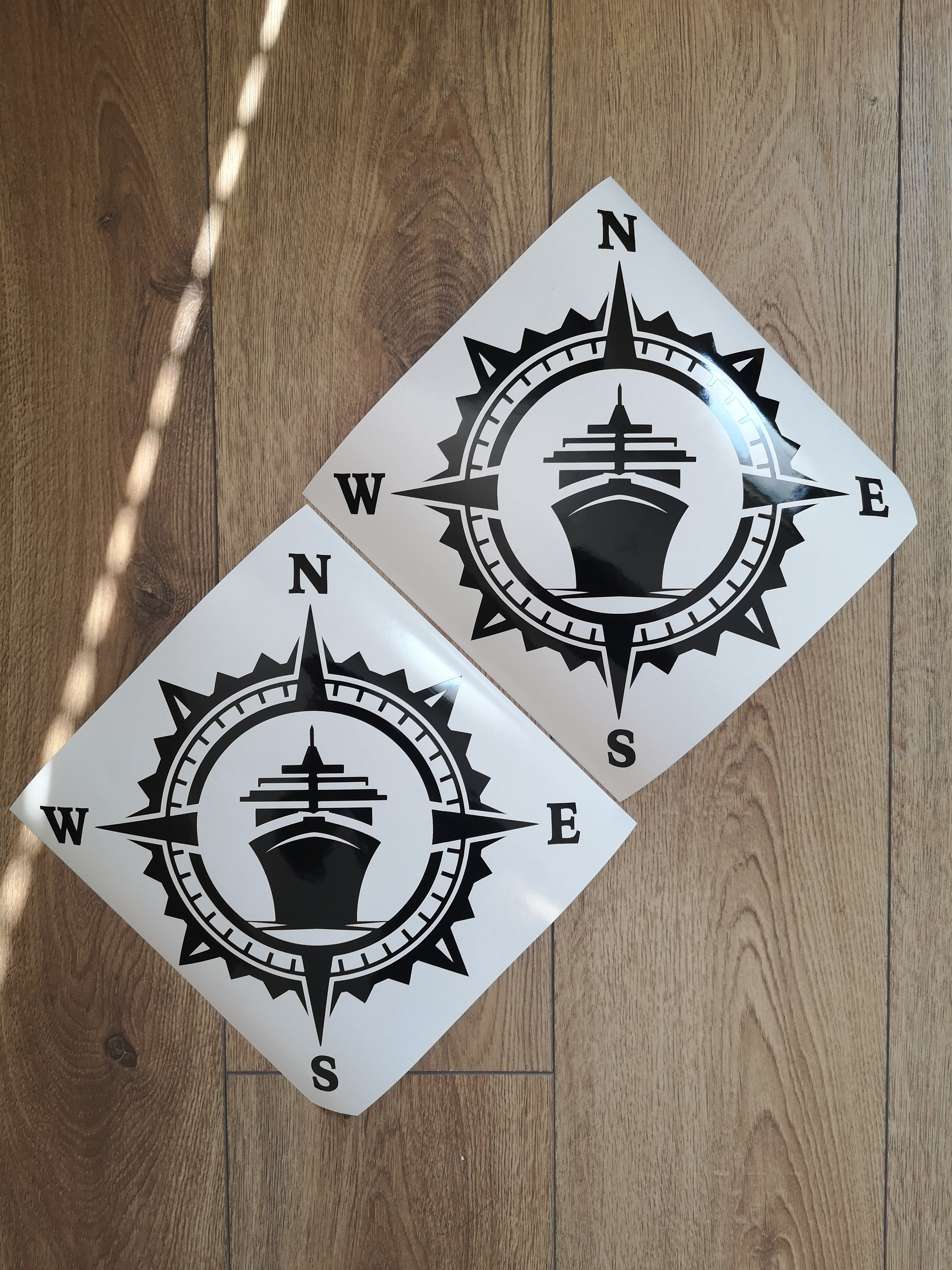Compass Sailing Racing Sticker Ship Compass Vinyl Decal Sticker, Compass Rose, Ship Captain Decal ...