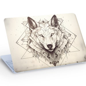 WOLF Head LAPTOP SKIN Decal Sticker, Line Art Wolf Head Laptop Skin Decal - Custom Size