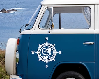 Mountain Bike Compass Rose Decal, Offroad Laptop Sticker, Custom Color Size