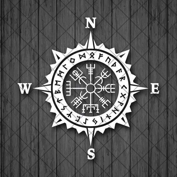 Vegvisir Rune Kompass Vinyl Aufkleber, Wikinger Mythologie Vinyl AUTO AUFKLEBER, Vegvisir Rune Kreis, Pagan Asatru Runen Kompass