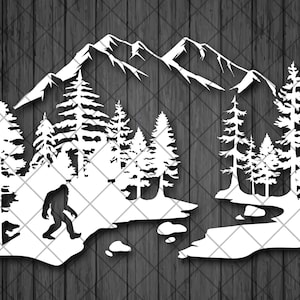 BIGFOOT Mountain Forest Vinyl Decal Sticker, SASQUATCH Decal, Bigfoot Decal, Bigfoot Truck Decal, Laptop Stickers, Decal for Adventure Cars