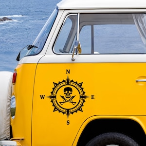 Pirate Skull Compass Vinyl Decal Sticker, Compass Rose, Ship Captain Decal, Truck Decal, Laptop Stickers, Decals for off-road SUV's