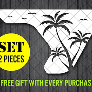 Palm Trees Beach Hawaiian Fender Vent Vinyl Decal Sticker, JL / JLU / JT Fender Vent Decal Set, Pair Decals
