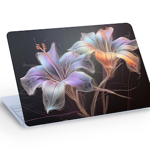 Adesivo colorido de decalque para pele de laptop de raios X Lilium, pele de Macbook, decalque de pele de laptop com flores exclusivas ajuste universal - tamanho personalizado