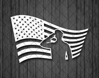 Flag and Soldier Decal, Military Veteran Soldier Sticker, Top Quality Decal For American Offroad Vehicles - Custom Color and Size