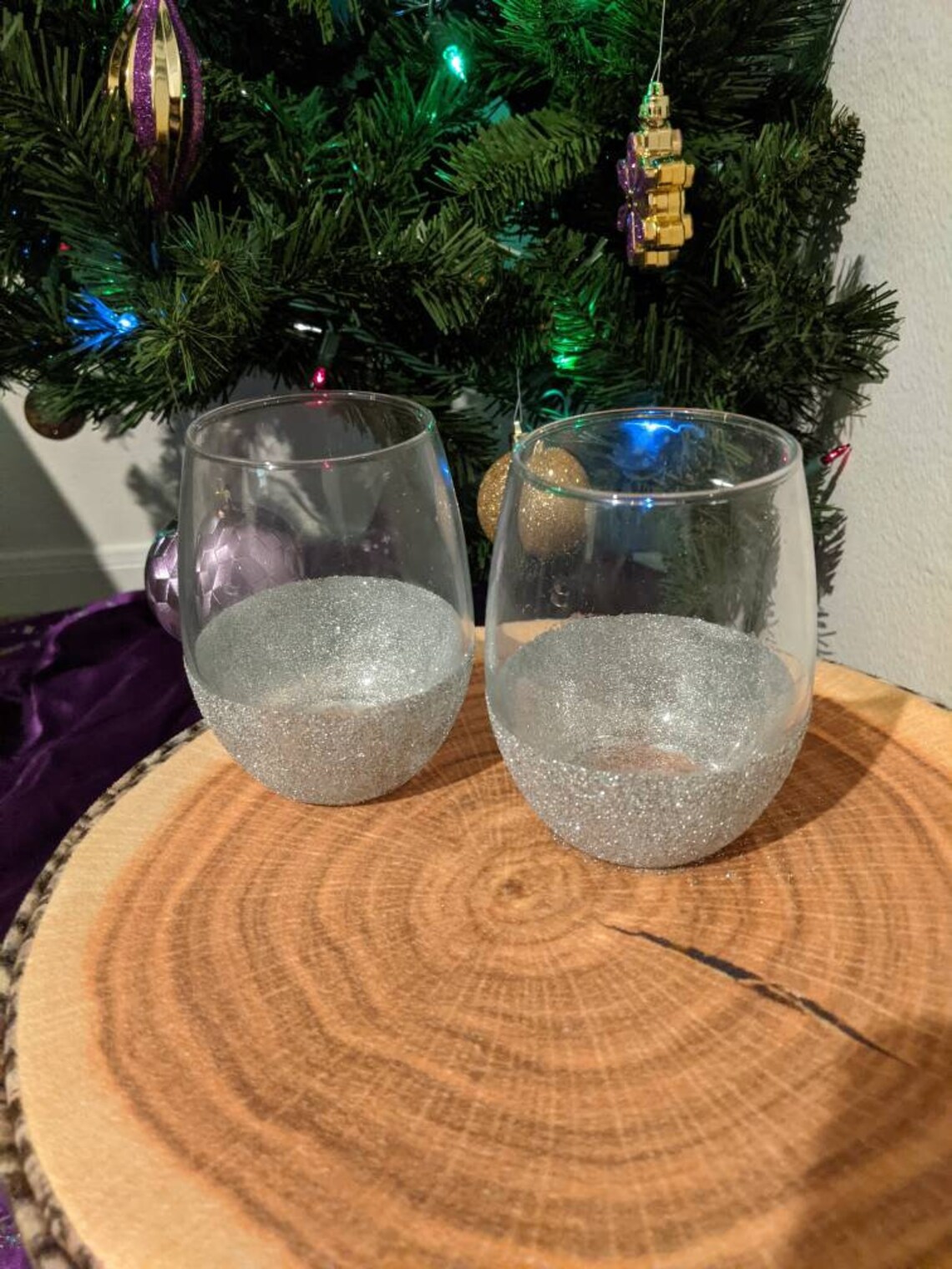 Mix and Match glitter dipped wine glasses Etsy