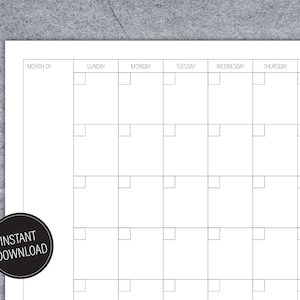 Simple Monthly Calendar Printable | 8.5 X 11 Inch | Blank Template ...