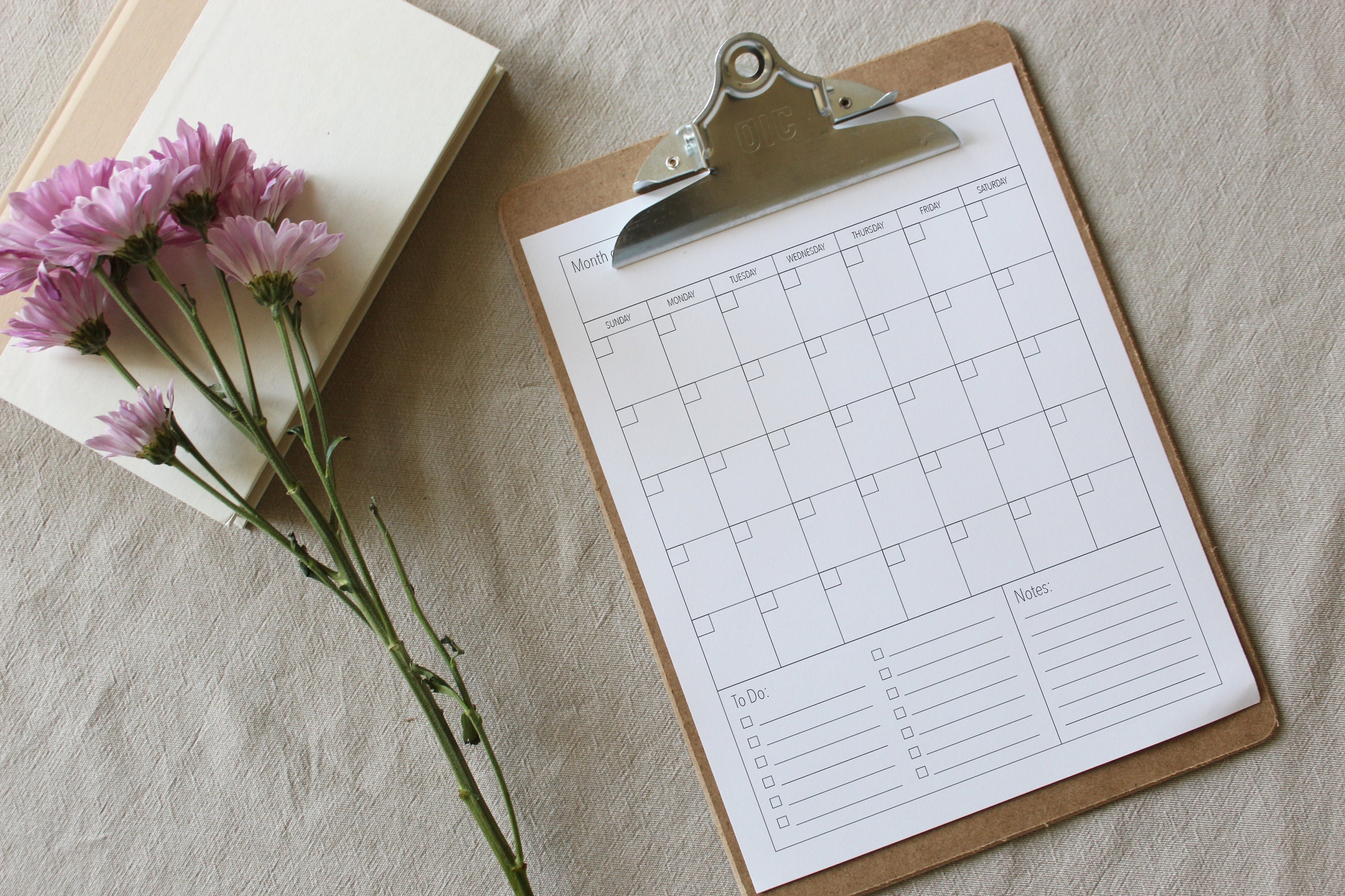 Blank Monthly Calendar with To Do List Vertical 8.5 Etsy