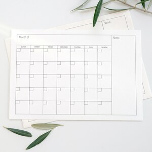 Blank Monthly Calendar Printable 8.5 X 11 Inch Blank - Etsy