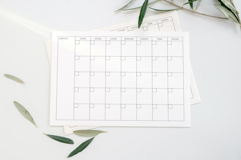 Simple Monthly Calendar Printable | 8.5 X 11 Inch | Blank Template ...