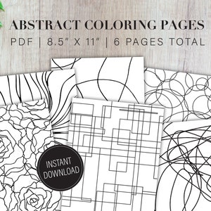Abstract Pattern Coloring Pages | 8.5&quot; x 11&quot; PDF | Instant Download | Printable | Adult Pattern Coloring Book