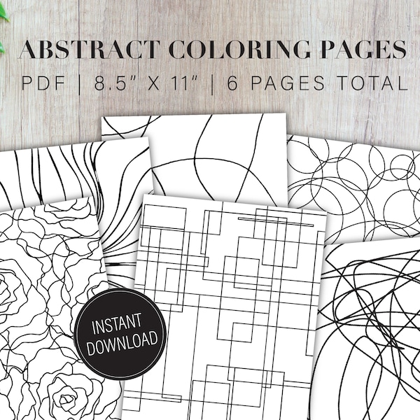 Abstract Pattern Coloring Pages | 8.5" x 11" PDF | Instant Download | Printable | Adult Pattern Coloring Book