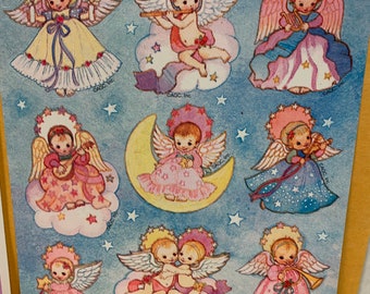 1 Vintage Sticker Sheet Angels American Greetings
