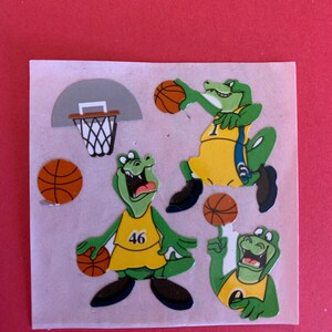 Sandylion Stickers 1 Square  Kromekote Alligator Basketball Sport Crocodile Vintage  Mod