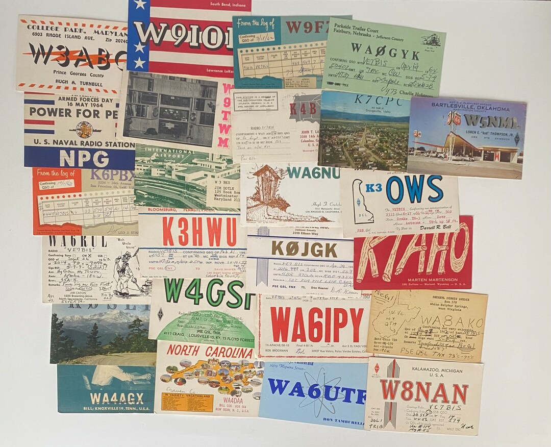 Vintage USA , 1960s QSL Ham Radio Cards, Lot of 25. Great for ...