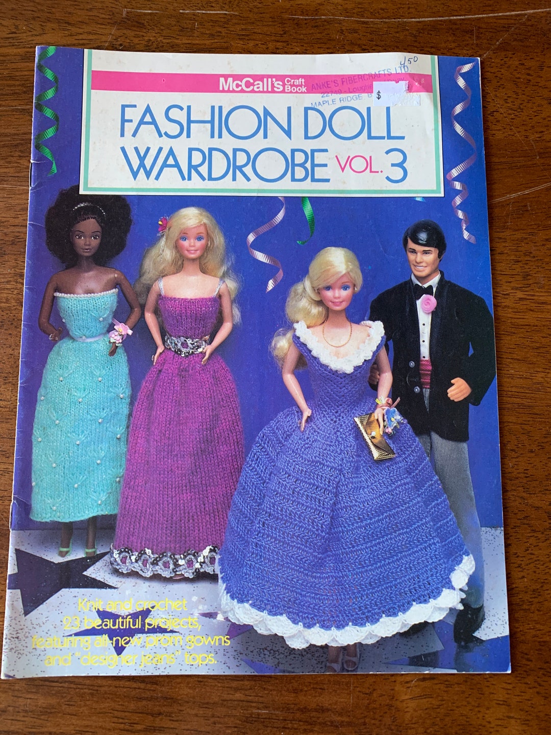 Vintage Fashion Doll Wardrobe Vol 3 Mccalls Craft Book Knitting and Crochet Doll Clothes 111/2