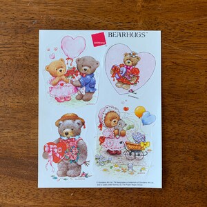 vintage 80's Giordano Art Sticker Sheet Bear Hugs par Paper Magic