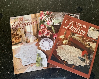 3 Beautiful Doilies Crochet Pattern Books by Patricia Kristoffersen Pineapple Coasters by the Dozen
