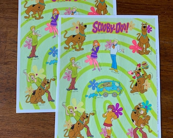 5 x Square Stickers ~ Scooby Doo Star Dog Goofy Faces Cool Dusted Glitter ~ 