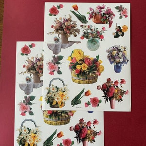 2 feuilles vintage Beaux autocollants de fleurs par American Greeting Company