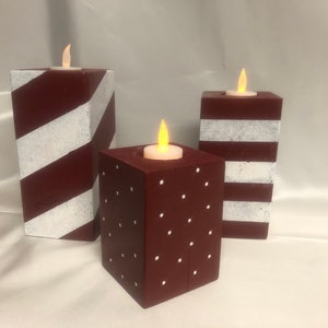 Christmas Wood Candle Tealight Holders |tealights |christmas lights |holiday decor |centerpeices |candles |wood candles |gifts|