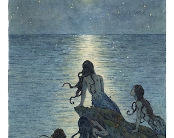 A Mermaid Moon: A4 Print