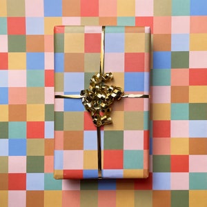 Retro Checkers Gift Wrapping Sheets - Pack of 3