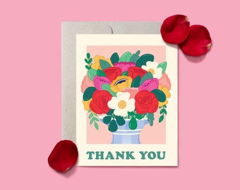 Bright Flower Bouquet Thank You Card