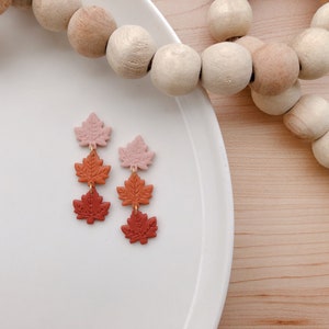 Maple Dangles Fall Clay Earrings Halloween Polymer Clay Earrings Autumn Statement Earrings image 1