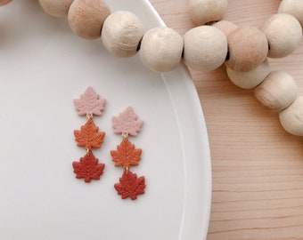 Maple Dangles | Fall Clay Earrings | Halloween Polymer Clay Earrings | Autumn Statement Earrings