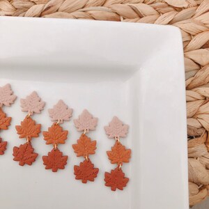 Maple Dangles Fall Clay Earrings Halloween Polymer Clay Earrings Autumn Statement Earrings image 3