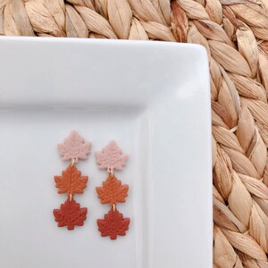 Maple Dangles Fall Clay Earrings Halloween Polymer Clay Earrings Autumn Statement Earrings image 6