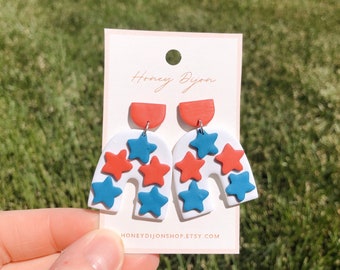 Red White and Blue American Flag Earrings | Patriotic Earrings | 4th of July Earrings | Independence Day | Memorial Day | Military Earrings