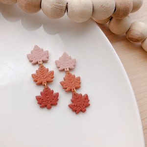 Maple Dangles Fall Clay Earrings Halloween Polymer Clay Earrings Autumn Statement Earrings image 2