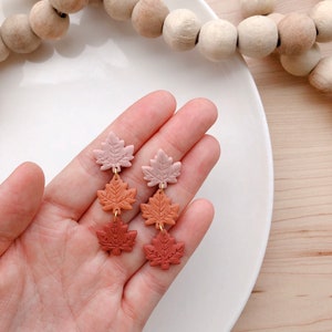 Maple Dangles Fall Clay Earrings Halloween Polymer Clay Earrings Autumn Statement Earrings image 7