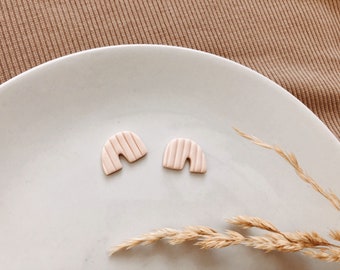 PAIGE Arch Polymer Clay Stud Earrings | modern boho stud earrings | handmade minimalist arch earrings | small pink stud earrings