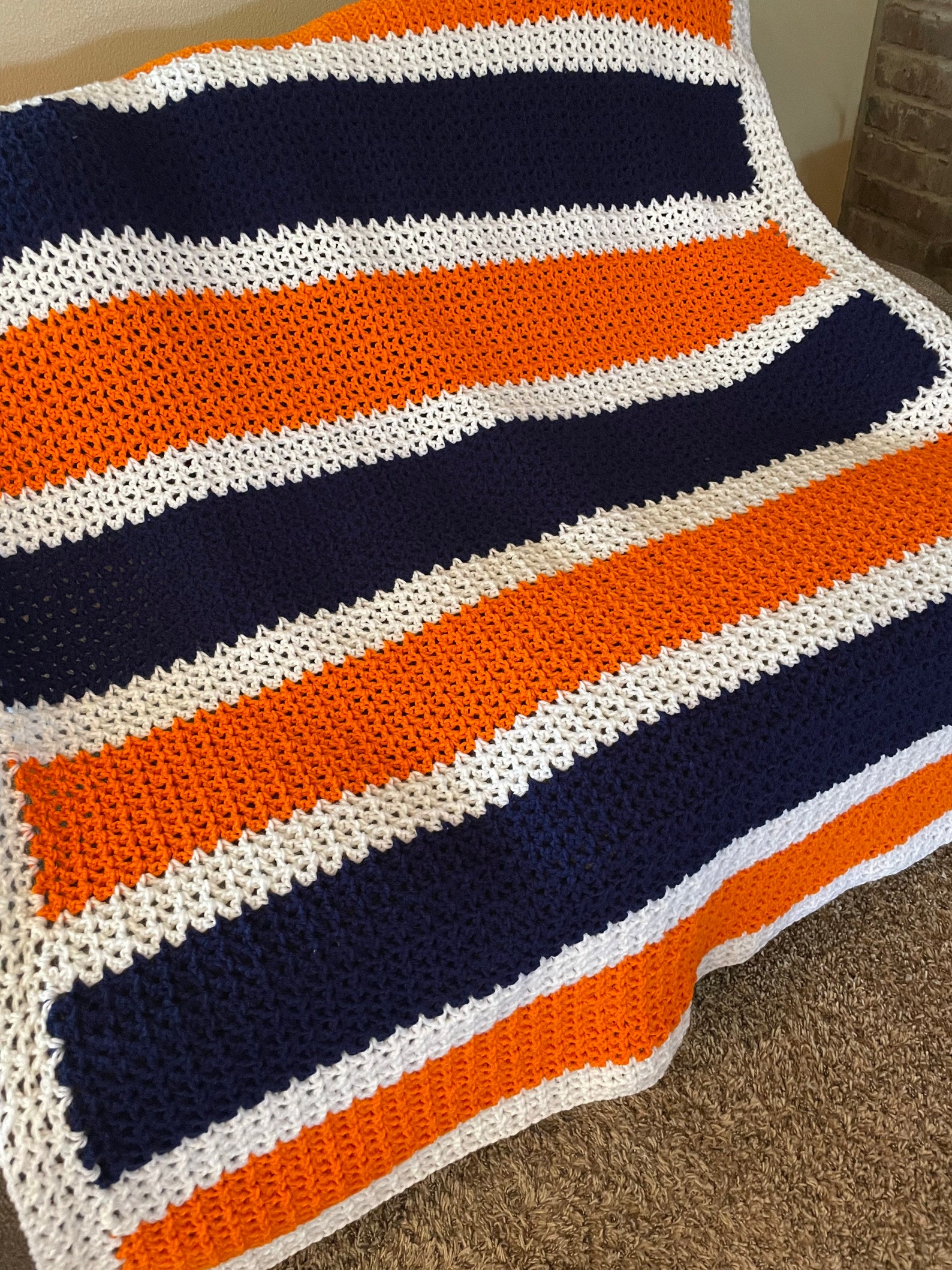 Crochet Blanket Sports Throw College Afghan Auburn Inspired Etsy