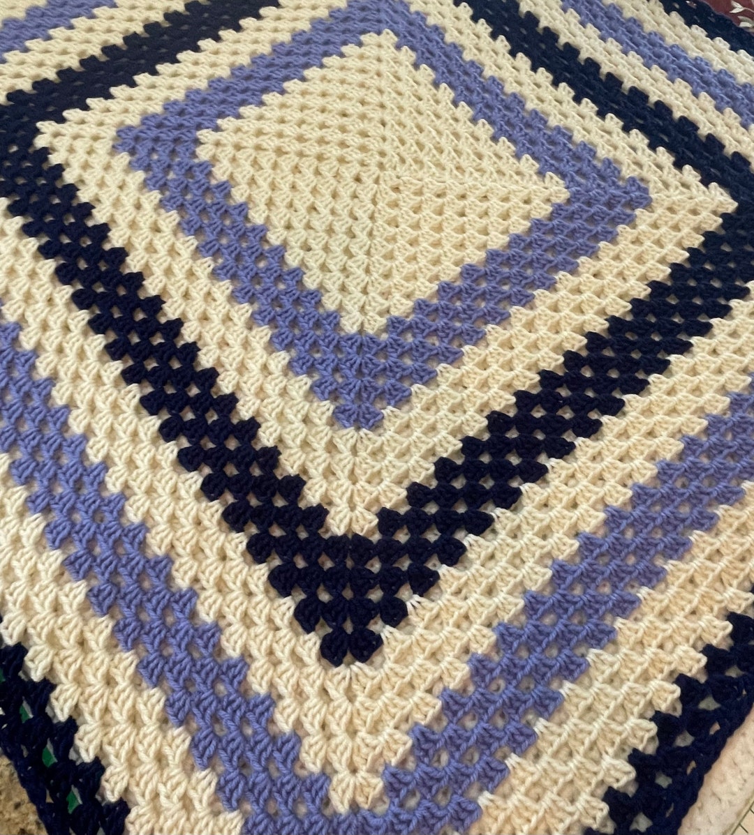 Blue and white granny square blanket new arrivals