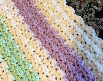Crochet Baby Blanket-Crochet Blanket-Baby Afghan-Baby blanket-Purple Blanket-Green Blanket