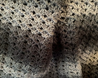 Crochet Blanket-Lacy Blanket-Gray  Blanket-