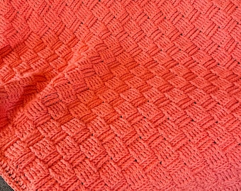 Crochet Blanket- Crocheted Weave Throw - Crochet Afghan-Lap Blanket-Basket weave Blanket